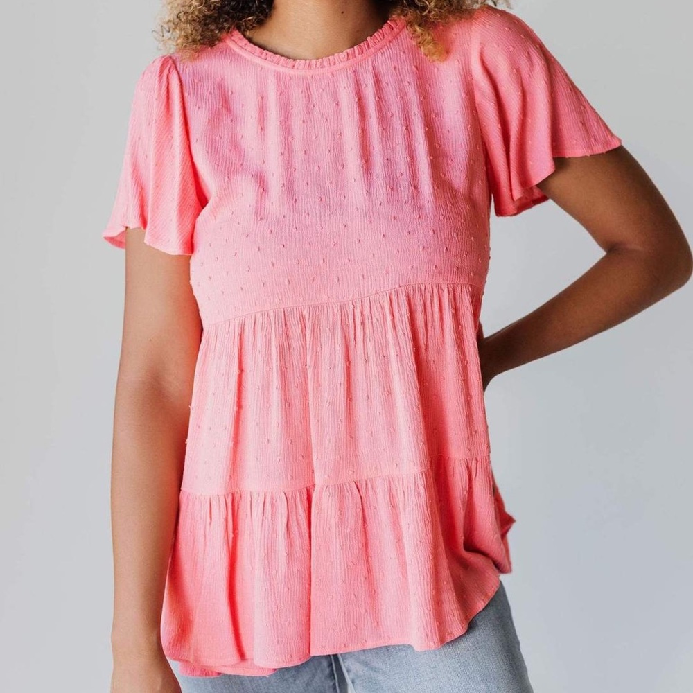 NWT - Peplum Swiss dot top